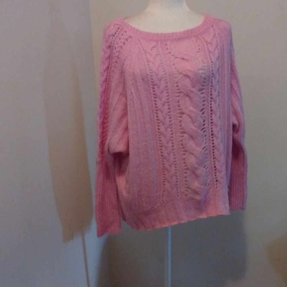 Juicy Couture Womens Crewneck Mohair Wool Blend Pink Sweater Sz S